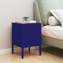 Berkfield Home Nightstand Navy Blue 35x35x51 cm Steel - Size: 35 x 35 x 51 cm
