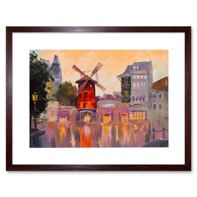 "Artery8 Wall Art Print Moulin Rouge Painting Art Framed 9x7 inch in Brown - Size: W7"" x H9""" - image 1