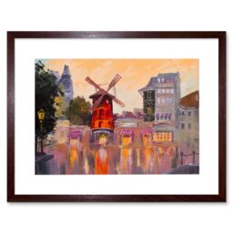 "Artery8 Wall Art Print Moulin Rouge Painting Art Framed 9x7 inch in Brown - Size: W7"" x H9""" - thumbnail 1