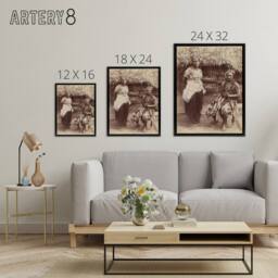 "Artery8 Burton Brothers Samoan Chief Justice & His Wife Framed Canvas Art in Brown - Size: W12"" x H16""" - thumbnail 4