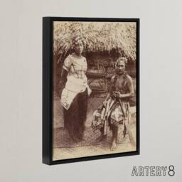"Artery8 Burton Brothers Samoan Chief Justice & His Wife Framed Canvas Art in Brown - Size: W12"" x H16""" - thumbnail 2