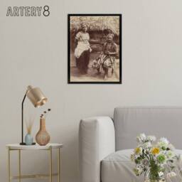 "Artery8 Burton Brothers Samoan Chief Justice & His Wife Framed Canvas Art in Brown - Size: W12"" x H16""" - thumbnail 3