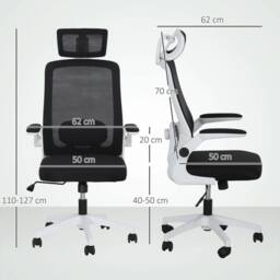 NESTLUNE Executive Mesh Office Chair with Headrest in Black - Size: 100 cm x 15 cm - thumbnail 2