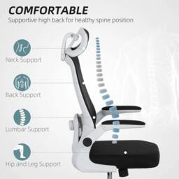 NESTLUNE Executive Mesh Office Chair with Headrest in Black - Size: 100 cm x 15 cm - thumbnail 4
