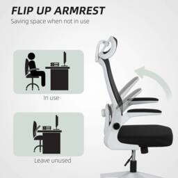 NESTLUNE Executive Mesh Office Chair with Headrest in Black - Size: 100 cm x 15 cm - thumbnail 3