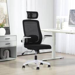 NESTLUNE Executive Mesh Office Chair with Headrest in Black - Size: 100 cm x 15 cm - thumbnail 1