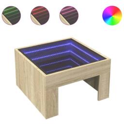 Berkfield Home Coffee Table with Infinity LED Sonoma Oak 50x50x30 cm in Brown - Size: 50 x 50 x 30 cm - thumbnail 1