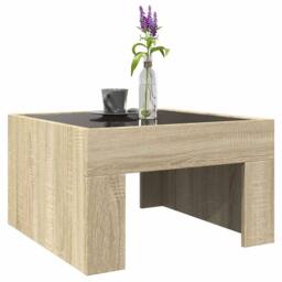 Berkfield Home Coffee Table with Infinity LED Sonoma Oak 50x50x30 cm in Brown - Size: 50 x 50 x 30 cm - thumbnail 5