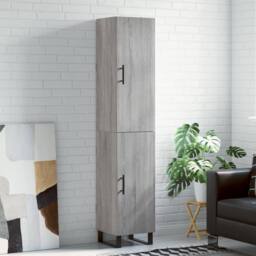 Berkfield Home Highboard Grey Sonoma 34.5x34x180 cm Engineered Wood - thumbnail 2