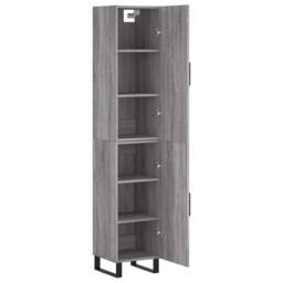 Berkfield Home Highboard Grey Sonoma 34.5x34x180 cm Engineered Wood - thumbnail 4