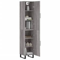 Berkfield Home Highboard Grey Sonoma 34.5x34x180 cm Engineered Wood - thumbnail 1