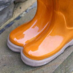 Dibor Orange Double Wellington Boots Large Ceramic Indoor Outdoor Flower Pot Garden Planter Pot H29.5 x W24cm - thumbnail 5