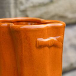 Dibor Orange Double Wellington Boots Large Ceramic Indoor Outdoor Flower Pot Garden Planter Pot H29.5 x W24cm - thumbnail 6