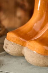 Dibor Orange Double Wellington Boots Large Ceramic Indoor Outdoor Flower Pot Garden Planter Pot H29.5 x W24cm - thumbnail 2