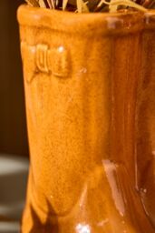 Dibor Orange Double Wellington Boots Large Ceramic Indoor Outdoor Flower Pot Garden Planter Pot H29.5 x W24cm - thumbnail 3