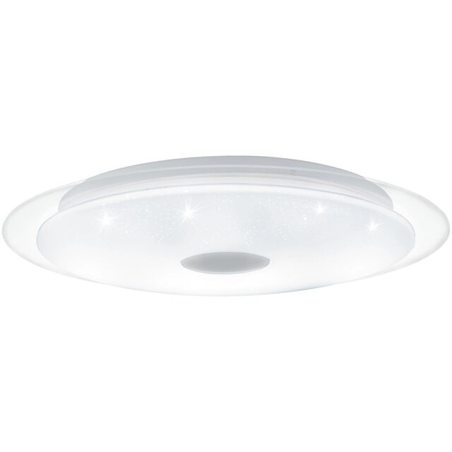 Loops Wall Flush Ceiling Light White Shade White Chrome Plastic Crystal Effect LED 36W - image 1