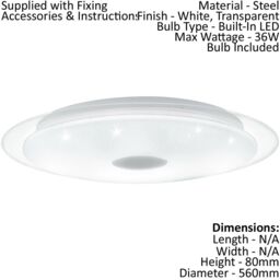 Loops Wall Flush Ceiling Light White Shade White Chrome Plastic Crystal Effect LED 36W - thumbnail 2