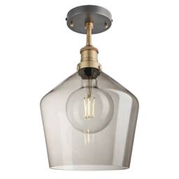 Industville Brooklyn Smoked Glass Schoolhouse Flush Mount - 10 Inch - Mocha in Metallic Gold - Size: 10 inches - thumbnail 1