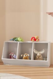 Living and Home 40cm H Double Layer Open Toy Clothing and Bookcase Management Cabinet in White - thumbnail 2