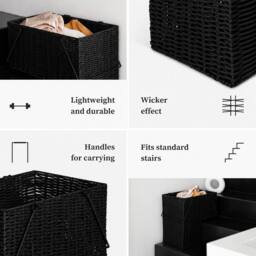 NESTLUNE Black Storage Baskets Resin Wicker Woven - thumbnail 4