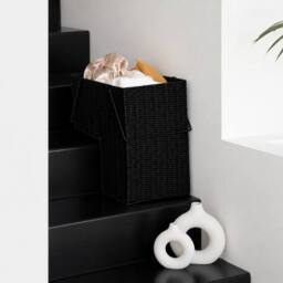 NESTLUNE Black Storage Baskets Resin Wicker Woven - thumbnail 3