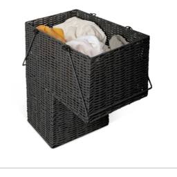 NESTLUNE Black Storage Baskets Resin Wicker Woven - thumbnail 6