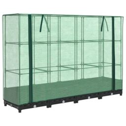 Berkfield Home Raised Bed with Greenhouse Cover Rattan Look 160x40x123 cm in Black - Size: 160 x 40 x 123 cm - thumbnail 2