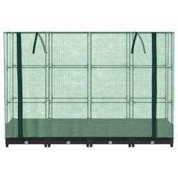 Berkfield Home Raised Bed with Greenhouse Cover Rattan Look 160x40x123 cm in Black - Size: 160 x 40 x 123 cm - thumbnail 4