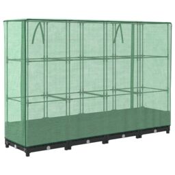 Berkfield Home Raised Bed with Greenhouse Cover Rattan Look 160x40x123 cm in Black - Size: 160 x 40 x 123 cm - thumbnail 6