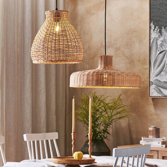 Wyld and Coco Handwoven Rattan Pendant Lamp - Natural Brown Wicker Shade - image 1