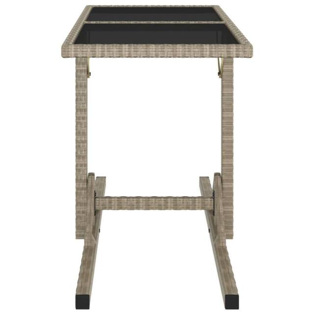 Berkfield Home Garden Table Beige 110x53x72 cm Glass & Poly Rattan - Size: 110 x 53 x 72 cm - image 1