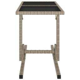 Berkfield Home Garden Table Beige 110x53x72 cm Glass & Poly Rattan - Size: 110 x 53 x 72 cm - thumbnail 1