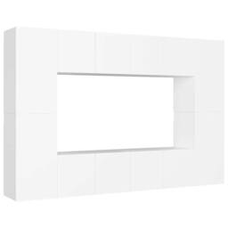 Berkfield Home 8 Piece TV Cabinet Set White Engineered Wood - thumbnail 1