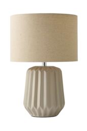 ValueLights Zak Pleated Textured Ceramic Table Lamp with matching Fabric Lamp Shade in Cream - thumbnail 6
