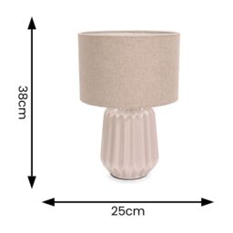 ValueLights Zak Pleated Textured Ceramic Table Lamp with matching Fabric Lamp Shade in Cream - thumbnail 7