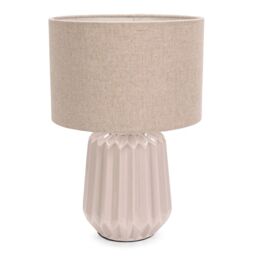 ValueLights Zak Pleated Textured Ceramic Table Lamp with matching Fabric Lamp Shade in Cream - thumbnail 2