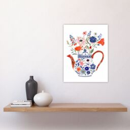 "Artery8 Spring Wildflower Bouquet Floral Ceramic Tea Pot Wall Art Print - Size: W24"" x H32""" - thumbnail 4