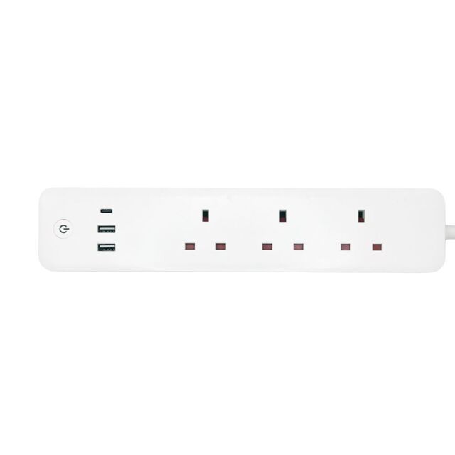 ENER-J 13A SMART Wi-Fi Power Strips with 3 Sockets, 2 USB Ports & 1 Type C Port in White - image 1