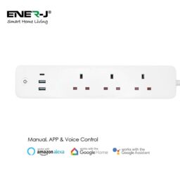 ENER-J 13A SMART Wi-Fi Power Strips with 3 Sockets, 2 USB Ports & 1 Type C Port in White - thumbnail 3