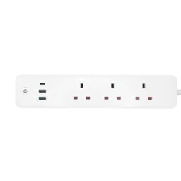 ENER-J 13A SMART Wi-Fi Power Strips with 3 Sockets, 2 USB Ports & 1 Type C Port in White - thumbnail 1