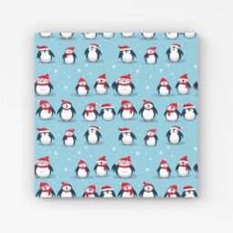 Warren Reed - Designer Adorable Santa Penguins Canvas in Blue - Size: w40 inch x h40 inch - thumbnail 1