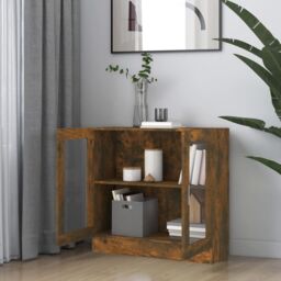 Berkfield Home Vitrine Cabinet Smoked Oak 82.5x30.5x80 cm Engineered Wood in Brown - thumbnail 6