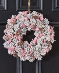 Dibor Traditional Pink Pinecone Xmas Front Door Christmas Wreath 39cm - thumbnail 1