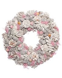 Dibor Traditional Pink Pinecone Xmas Front Door Christmas Wreath 39cm - thumbnail 2