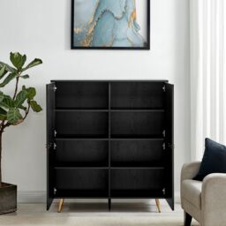 FurnitureboxUK Ivala Black & Copper Effect Sideboard - Size: Large - thumbnail 3