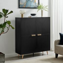 FurnitureboxUK Ivala Black & Copper Effect Sideboard - Size: Large