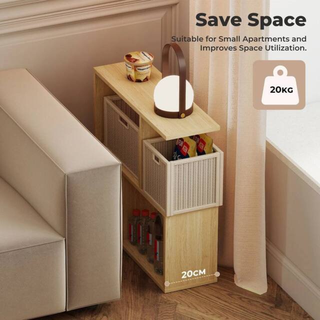 KORVIXA Sofa Side Table Modern Bedside Table Oak in Light Oak - Size: 60 cm x 60 cm - image 1