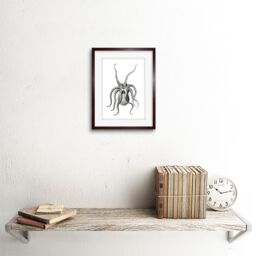 "Artery8 Wall Art Print Octopus Upside Down Art Framed 9x7 inch in Brown - Size: W7"" x H9""" - thumbnail 2