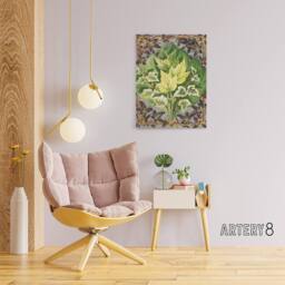 "Artery8 Art Nouveau Ivy Leaves Painting Hibberd Canvas Wall Art in Green - Size: W18"" x H24""" - thumbnail 3