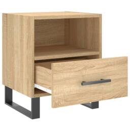 Berkfield Home Modern Bedside Cabinet Sonoma Oak 40x35x47.5 cm Engineered Wood in Light Brown - thumbnail 1